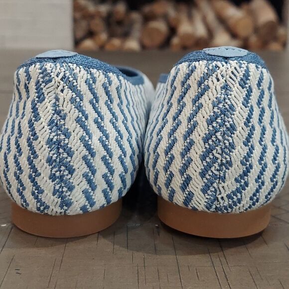 Vivaia Margot 2.0 Square Toe V Cut Flats Denim Stripe Sz 40.5/9-9.5 - Picture 7 of 12